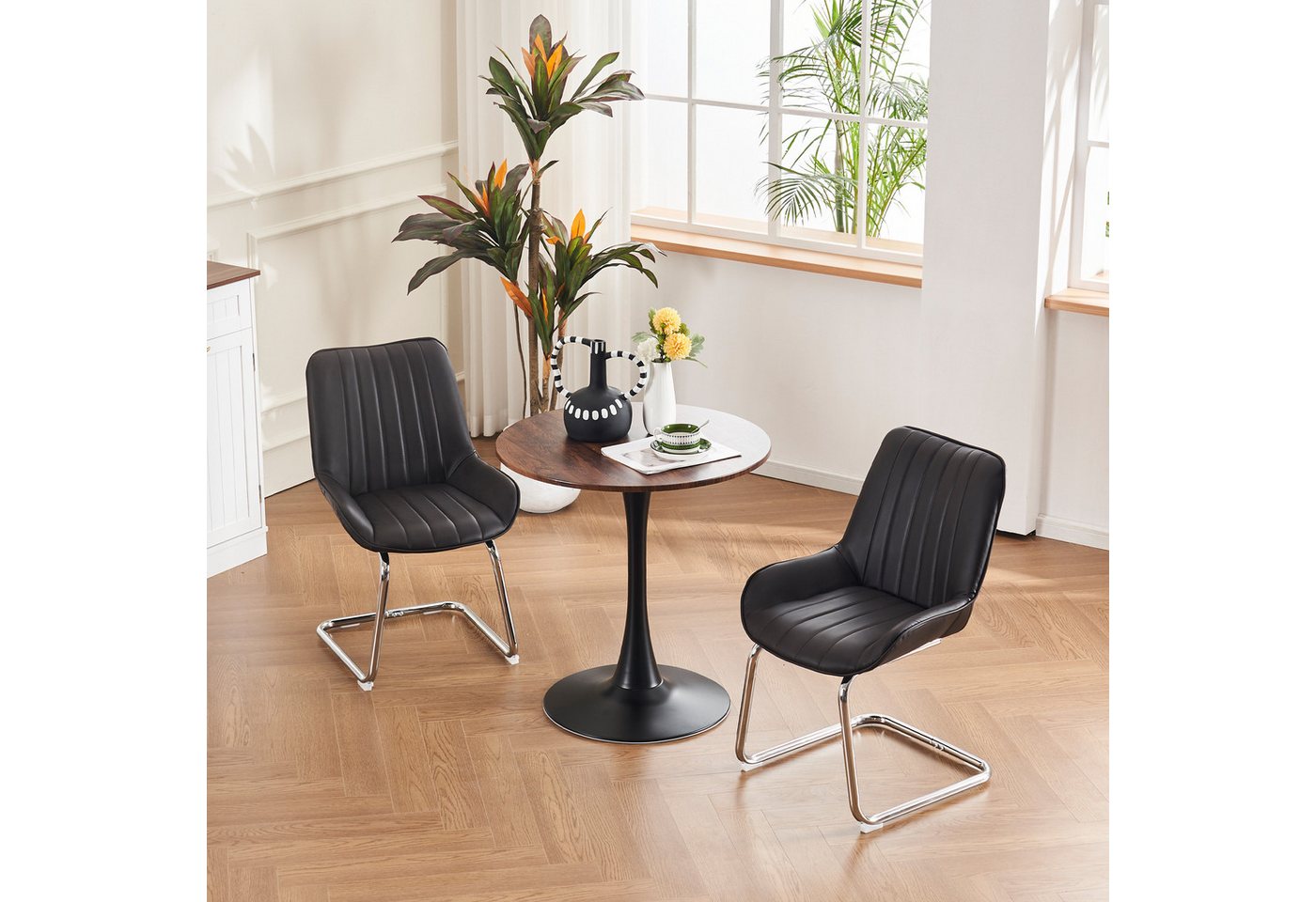 HAUSS SPOLE Stuhl 2er-set Küchenstuhl Freischwinger Relaxsessel Frisiertischstuhl (Kunstleder Esszimmer Stühle im 2er Set – Komfortable Polsterung., 2 St) von HAUSS SPOLE