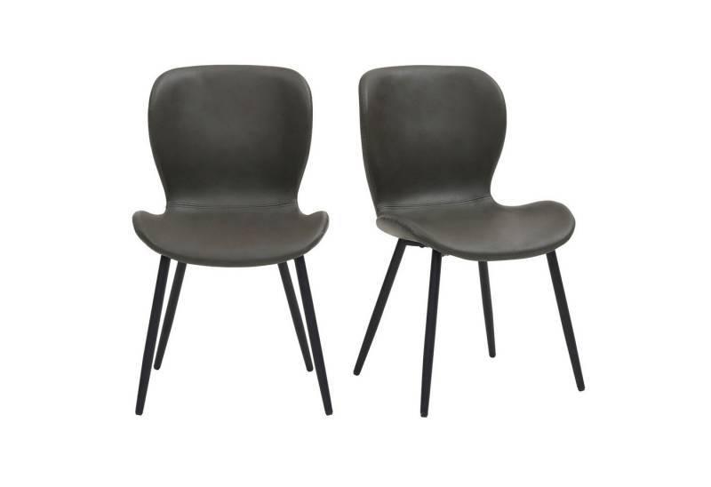 HAUSS SPOLE Esszimmerstuhl Relaxsessel Küchenstuhl mit verstellbare Füße,PU-Leder (2er Set Esszimmerstühle mit Verstellbaren Füßen – Graues kunstleder-Leder, Schwarze A-Beine, Moderner Stil für Esszimmer und Wohnzimmer, Komfortabel und Stabil, 2 St) von HAUSS SPOLE