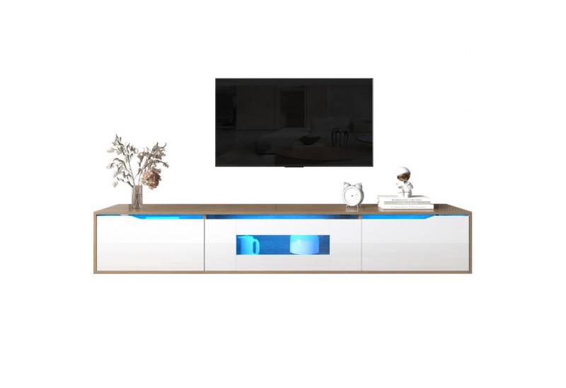 HAUSS SPOLE TV-Schrank Hochglanz, mit farbwechselnder LED-Beleuchtung, Holz und Weiß (1-St) von HAUSS SPOLE