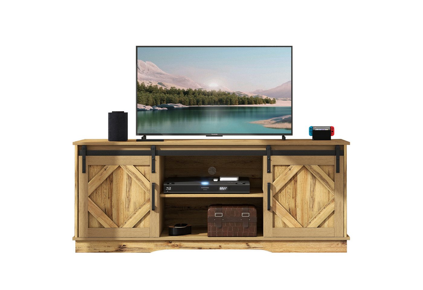 HAUSS SPOLE TV-Schrank TV-Schrank Fernsehtisch TV Board TV- Lowboard (150(L) X 40(B) X 60(H) Entertainment Center mit 2 klassischen von HAUSS SPOLE