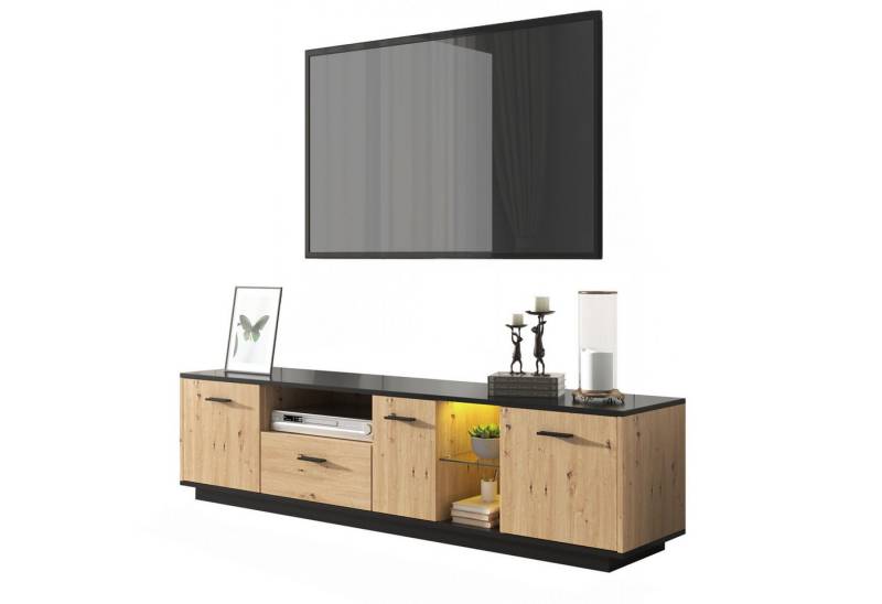 HAUSS SPOLE TV-Schrank TV-Schrank Fernsehtisch TV Board TV- Lowboard (180 L x 40 B x 45 H(cm) 15 variable LED-Leuchten. von HAUSS SPOLE