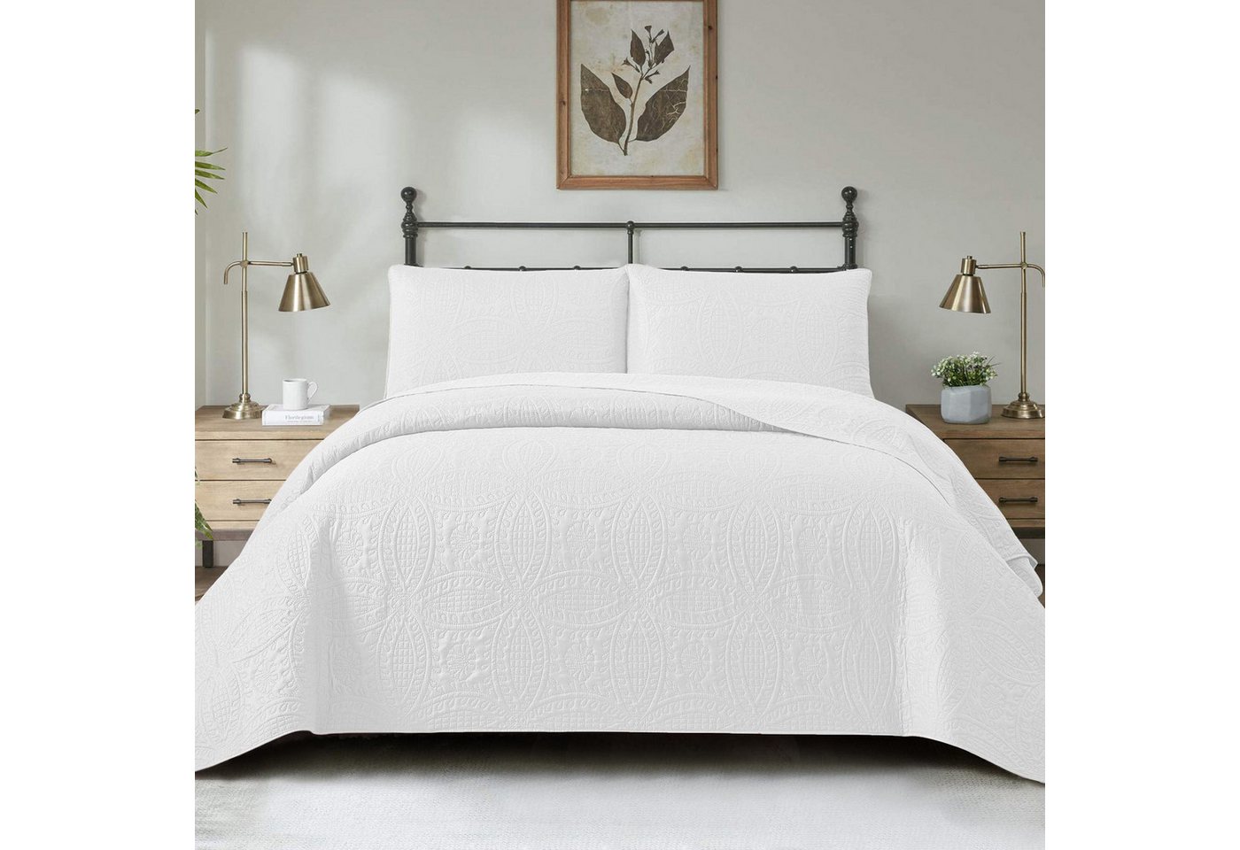HAUSS SPOLE Tagesdecke Moderne Bettüberwurf WeicheTagesdecke 220×240cm Weiß, 220x240 cm Sommer Schlafdecke Wohndecke für alle Jahreszeiten von HAUSS SPOLE