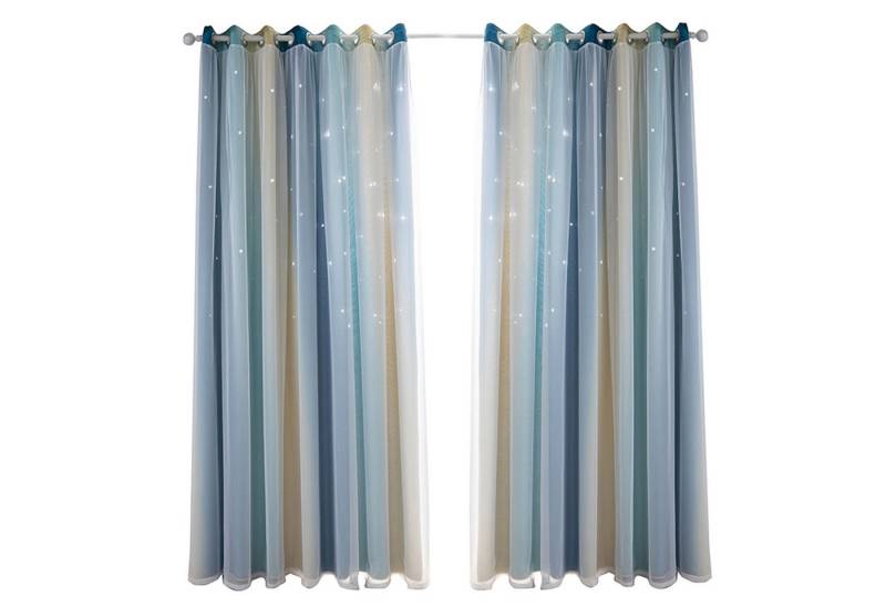 HAUSS SPOLE Verdunkelungsvorhang Verdunkelungs-Doppelvorhänge Morandi mit Farbverlaufsstreifen, Ösen (2 St), verdunkelnd, Polyester, Schlafzimmer Thermovorhang Ösen Wärmeisolierend gegen Kälte Blickdicht von HAUSS SPOLE