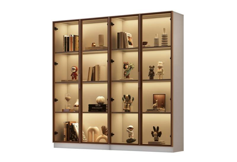 HAUSS SPOLE Vitrine 2er-Set mit LED-Beleuchtung, Flügeltüren und beweglichen Einlegeböden (2-St., 80*40*160cm) modernes Design von HAUSS SPOLE