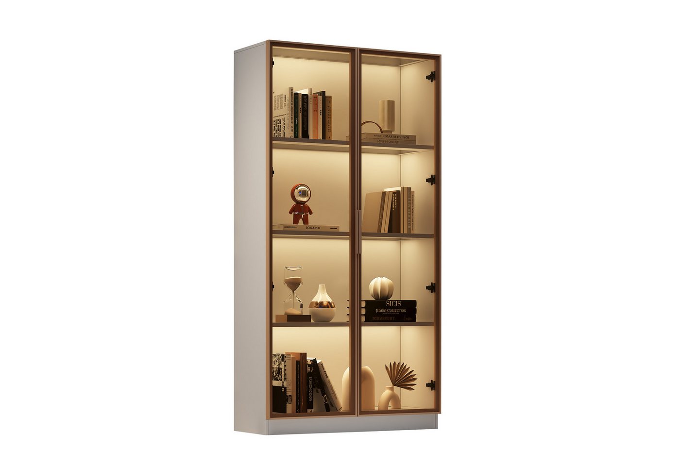 HAUSS SPOLE Vitrine 80x40x160cm mit LED-Beleuchtung, beweglichen Einlegeböden, Weiß (1-St) modernes Design von HAUSS SPOLE