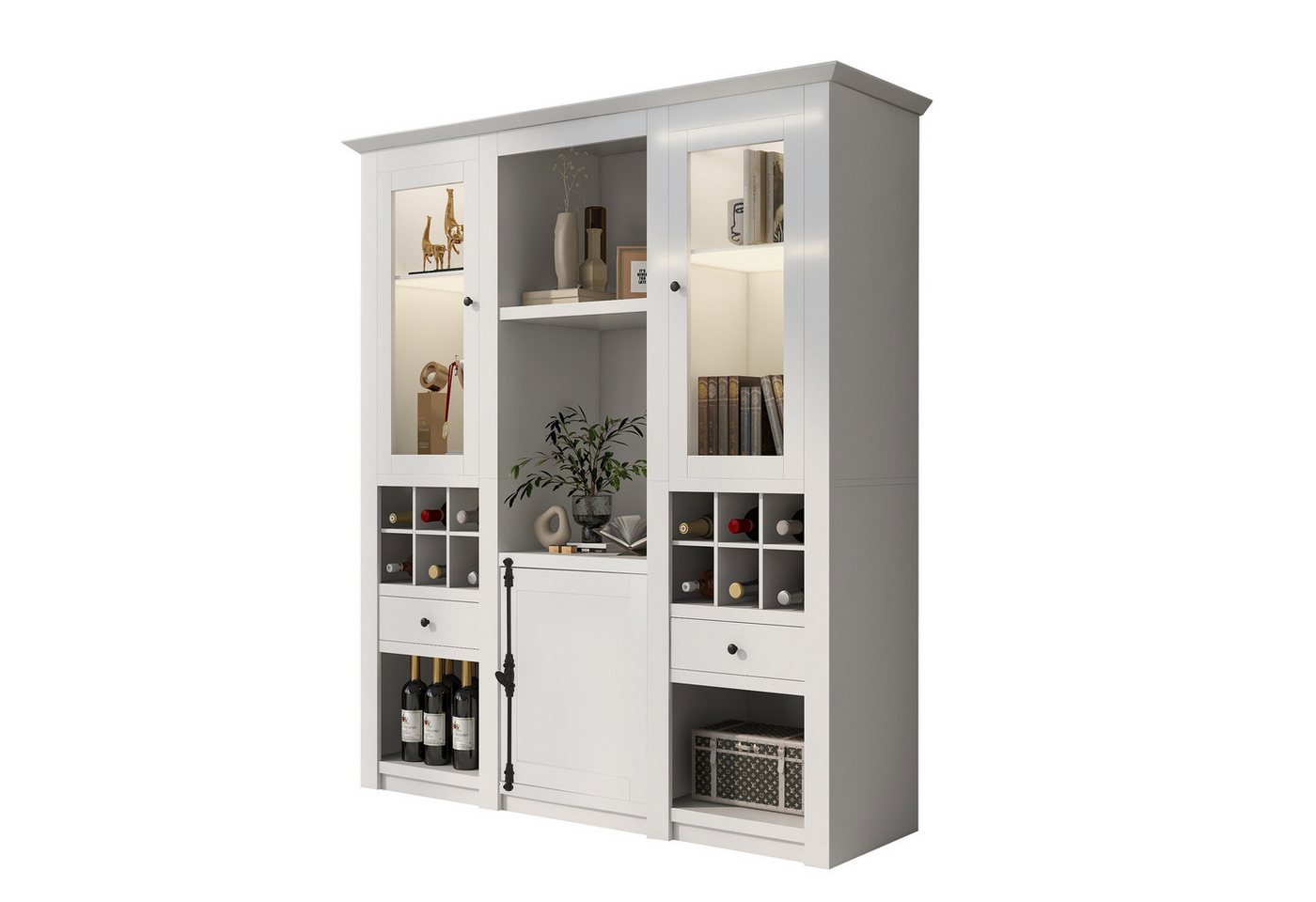 HAUSS SPOLE Vitrine Doppeltürige weiße Vitrine mit 16-farbiger LED-Beleuchtung HAUSS SPOLE Vitrine Doppeltürige weiße Vitrine mit 16-farbiger LED-Beleuchtung von HAUSS SPOLE