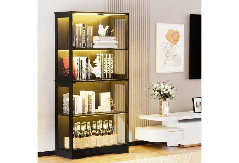 HAUSS SPOLE Vitrine Vierstöckige Glasvitrine mit LED-Beleuchtung Hochschrank mit Stauraum von HAUSS SPOLE