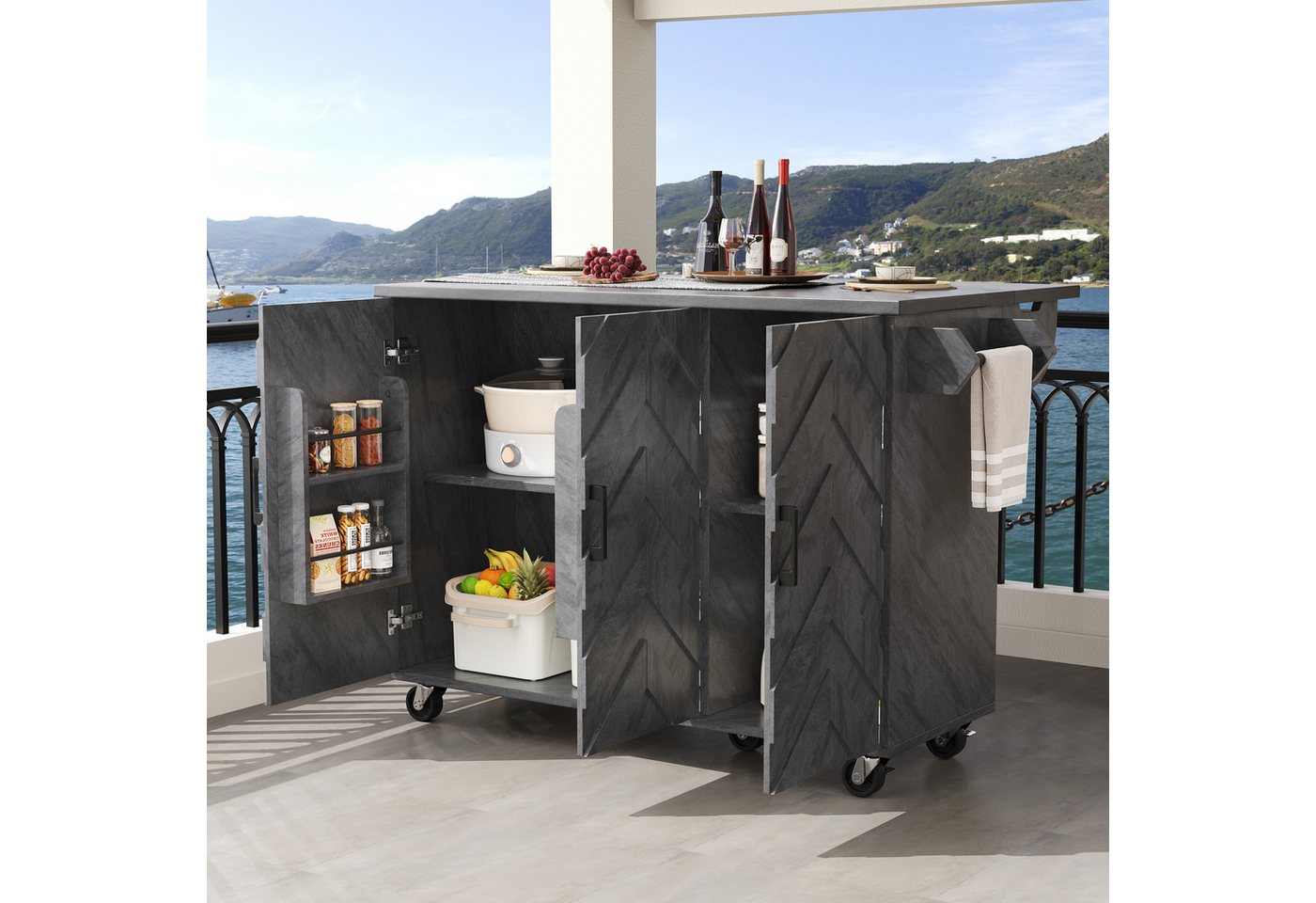 HAUSS SPOLE Wohnzimmer-Set mit Schubladen,Kücheninsel Küchenschrank mit verstellbaren Regale, (Kücheninsel – Mobiler Küchenwagen in Grau, 1-St., Aufgeklappt:118x75x92cm Zusammengeklappt:118x45x92cm) HAUSS SPOLE Wohnzimmer-Set mit Schubladen,Kücheninsel Küchenschrank mit verstellbaren Regale, (Kücheninsel – Mobiler Küchenwagen in Grau, 1-St., Aufgeklappt:118x75x92cm Zusammengeklappt:118x45x92cm) von HAUSS SPOLE