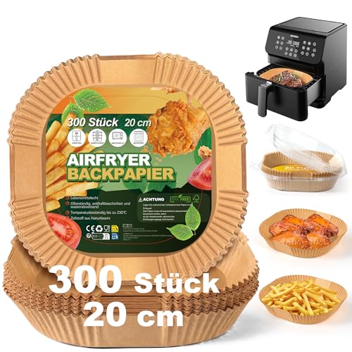 HAUSVIVO Backpapier für Heißluftfritteuse, 300 Stück Airfryer Backpapier 20cm, Antihaft Wasserdicht Ölfest Luftfritteuse Pergamentpapier Liner Kompatibel mit 5L-7L COSORI Philips Ninja Russell Hobbs HAUSVIVO Backpapier für Heißluftfritteuse, 300 Stück Airfryer Backpapier 20cm, Antihaft Wasserdicht Ölfest Luftfritteuse Pergamentpapier Liner Kompatibel mit 5L-7L COSORI Philips Ninja Russell Hobbs von HAUSVIVO