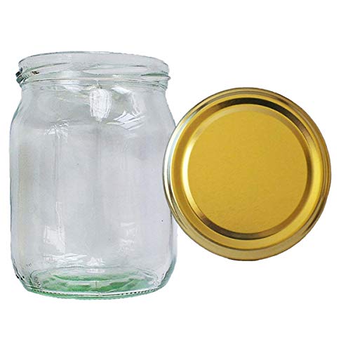 HAUSWIRT 16 Stück X 540ml Einmachgläser • Einkochgläser mit Schraubdeckel to 82 mm Gold • 8, 16, 32 Stück • Große Auswahl Verschiedene Größen und Farben von HAUSWIRT