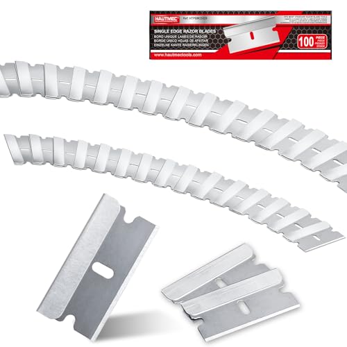 HAUTMEC 100 Pack einschneidige Rasierklingen, Klingen aus hochwertigem Kohlenstoffstahl, ultrascharf, rostbeständig, für Industrie und Heimwerker 25029 von HAUTMEC