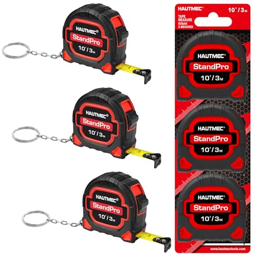 HAUTMEC 3 Stück Maßband 10FT/3M Mini Retractable Maßband Tragbares Kleines Bandmaß, Metrische und Zoll-Skala für Messen,Geeignet für Hauseigentümer HT0252 von HAUTMEC