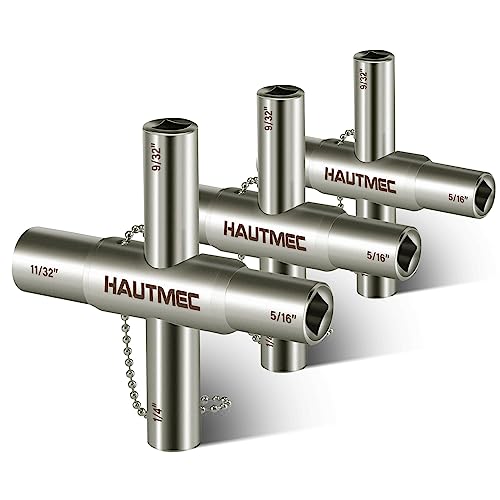 HAUTMEC 3 stücke 4 Wege Sillcock Wasser Schlüssel Wasserhahn Ventil Werkzeug Zapfen Schlüssel 1/4", 9/32", 5/16", 11/32" PL0028-3 von HAUTMEC