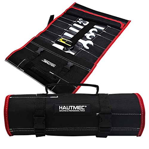 HAUTMEC 32-Pocket 600 Denier (600D) Polyester-Werkzeug-Rolltasche – Großer Platz Wasserdichter Schraubenschlüssel-Organizer Roll-Werkzeugtasche HT0069-DE von HAUTMEC