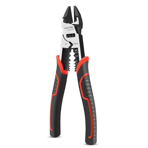 HAUTMEC HT0272-PL 20,3 cm Drahtschneider, Pro-High Leverage Seitenschneider, 4-in-1-Multifunktions-Seitenschneider von HAUTMEC