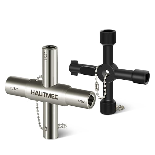 HAUTMEC HT0438-WK Sillcock Wasserschlüssel-Set, 4-Wege-Kreuz-Wasserzapfhahn, Zinklegierung, Multifunktions-Schlüssel für Silcock-Schlüssel, 4-Wege-Armaturen, Ventile, Zapfen, 2 Stück von HAUTMEC