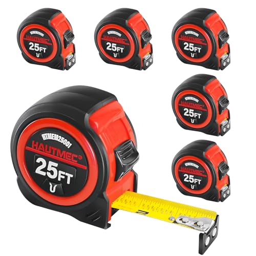 HAUTMEC HTMEM25001 Maßband mit Magnethaken und Brüchen, professionelles Maßband für Bau, Tischlerei, Heimwerker, 6 Stück von HAUTMEC
