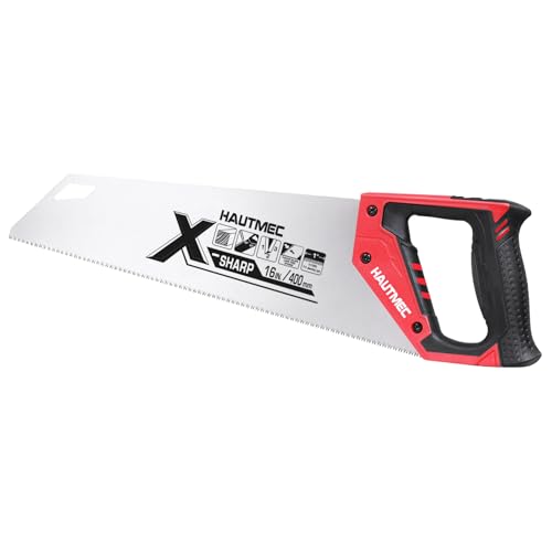 HAUTMEC Pro Handsäge, 400 mm, 11 TPI feine Zahn-Holzsäge für Rip & Querschnitte auf Holz, Laminat und Kunststoff, Universal-Handsäge mit dickerem Blatt und ergonomischem Griff, X-Sharp Serie - HT0152 von HAUTMEC
