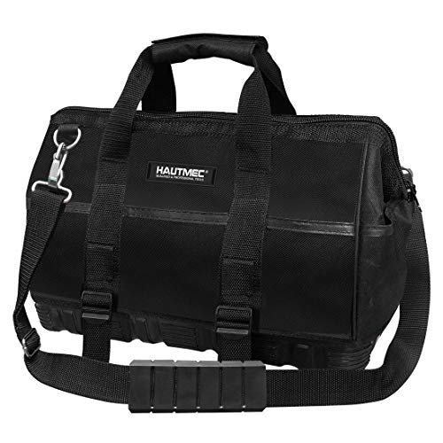 HAUTMEC Werkzeugtasche mit Große Öffnung,robuster Kunststoffboden,doppeltes 600 Denier Nylon,verstellbarer Schultergurt, wasserdicht(41 * 21 * 33cm) HT0096 von HAUTMEC