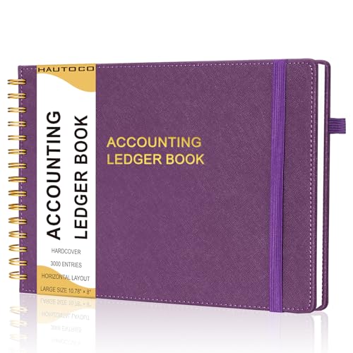 HAUTOCO Hardcover Accounting Ledger Book for Small Business Bookkeeping Horizontal Money Expense Tracker Notebook with 2 Storage Pouch, Personal Columnar Log Journal 10.78 x 8'', Deep Purple HAUTOCO Hardcover Accounting Ledger Book for Small Business Bookkeeping Horizontal Money Expense Tracker Notebook with 2 Storage Pouch, Personal Columnar Log Journal 10.78 x 8'', Deep Purple von HAUTOCO
