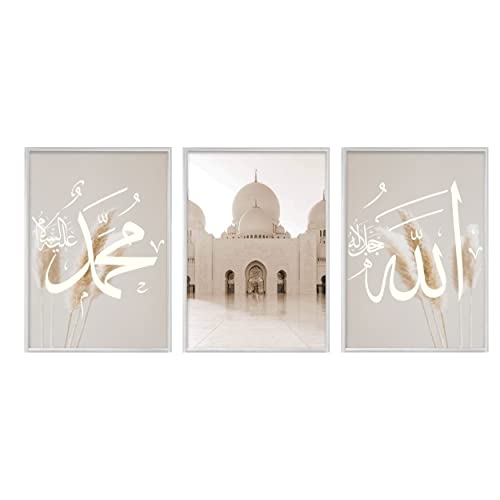 HAVA Artwork ® Poster Set, Islamische Poster, Islam Poster Set, Poster Set Islam, Islamische Bilder, Islamische Deko, Islam Deko, Bilderrahmen (3x 30x40cm ohne Rahmen, Abu Dhabi Set) von HAVA Artwork