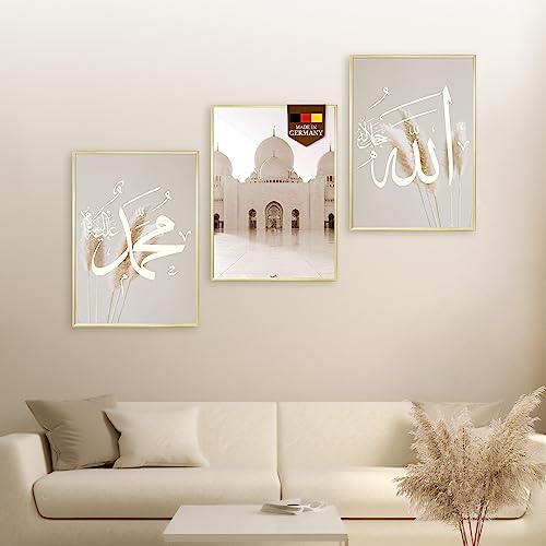 HAVA Artwork Abu Dhabi Poster Set, Islamische Poster, Islamische Bilder, Islamische Dekoration, Islamische Geschenke, Bilderrahmen, Allah Wandbild von HAVA Artwork