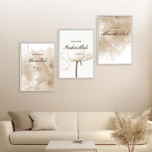 HAVA Artwork Beige Dream Poster Set, Islamische Poster, Islamische Bilder, Islamische Dekoration, Islamische Geschenke, Bilderrahmen, Allah Wandbild von HAVA Artwork