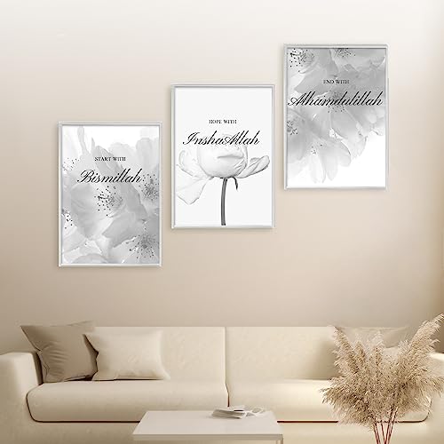 HAVA Artwork Grey Dream Poster Set, Islamische Poster, Islamische Bilder, Islamische Dekoration, Islamische Geschenke, Bilderrahmen, Allah Wandbild von HAVA Artwork