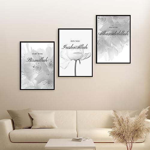 HAVA Artwork Grey Dream Poster Set, Islamische Poster, Islamische Bilder, Islamische Dekoration, Islamische Geschenke, Bilderrahmen, Allah Wandbild von HAVA Artwork