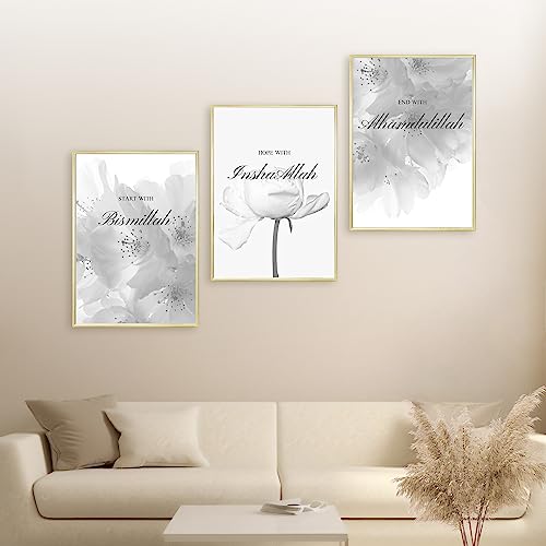 HAVA Artwork Grey Dream Poster Set, Islamische Poster, Islamische Bilder, Islamische Dekoration, Islamische Geschenke, Bilderrahmen, Allah Wandbild von HAVA Artwork