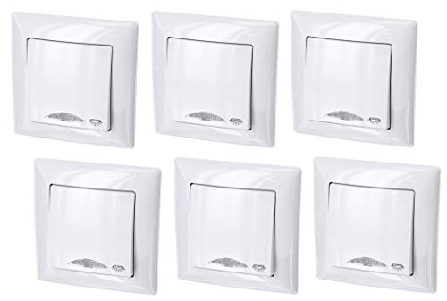 6er Pack, Unterputz Taster, LED, Licht-Symbol, Steckklemme, All-in-One, Serie G1 reinweiß von HAVA