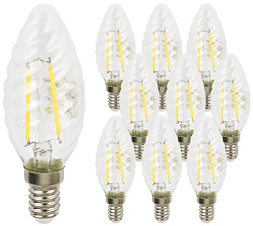 HAVA 10er Pack, LED Filament Kerze Twist E14 2W, warmweiß 2700K von HAVA