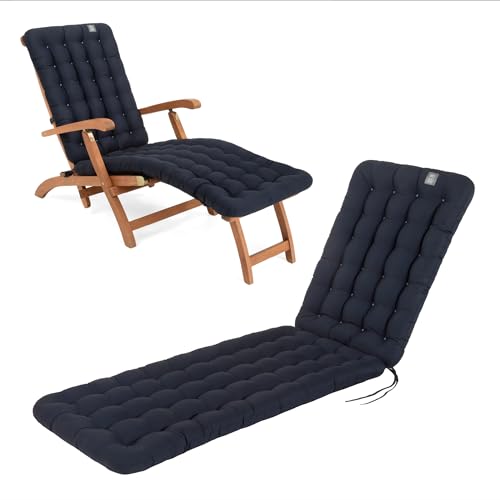 HAVE A SEAT Living - Deckchair Auflage, 8 cm Dick- Bequemes Liegestuhl Polster - Orthopädisches Gartenstuhl Sitzpolster, Waschbar bis 95°C (190x50 cm, Marine Blau) von HAVE A SEAT Living