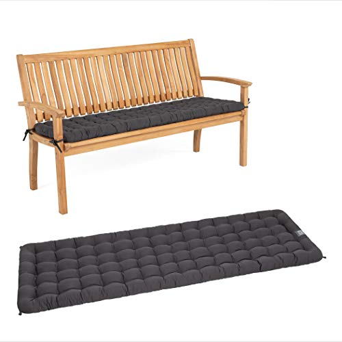 HAVE A SEAT Living - Gartenbank Auflage, Bequemes Sitzbank Polster - Orthopädisches Bank Sitzkissen, Waschbar bis 95°C, Made in Germany (Grau/Anthrazit, 120x48 cm - 1x) von HAVE A SEAT Living