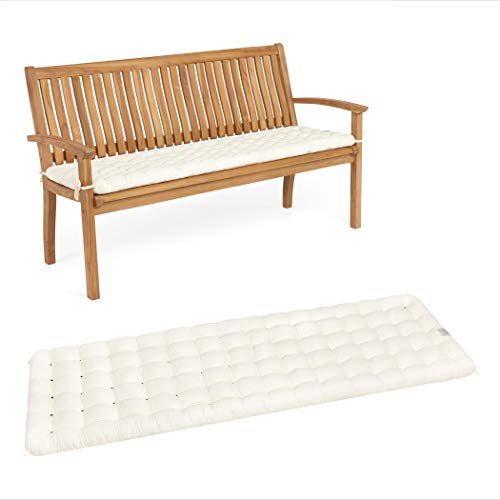 HAVE A SEAT Living - Gartenbank Auflage, Bequemes Sitzbank Polster - Orthopädisches Bank Sitzkissen, Waschbar bis 95°C, Made in Germany (Weiß, 120x48 cm - 1x) von HAVE A SEAT Living