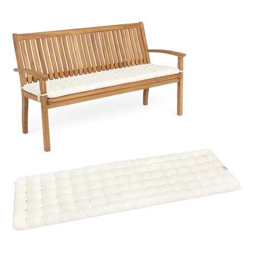 HAVE A SEAT Living - Gartenbank Auflage 150 cm - Bequeme Bankauflage Outdoor, 7 cm Dick - Waschbar bis 95°C, Orthopädisch, Wetterfest - Made in Germany (150x48 cm, Weiß) von HAVE A SEAT Living
