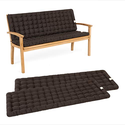 HAVE A SEAT Living - Gartenbank Auflage mit Rückenteil, Bequemes Sitzbank Polster Set - Orthopädisches Bank Sitzkissen, Waschbar bis 95°C, Made in Germany (Braun, 110x48 cm - 2X) von HAVE A SEAT Living