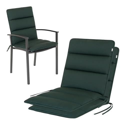 HAVE A SEAT Living Gartenstuhlauflagen 2er Set – Niedriglehner 100x48 cm – Ergonomisch & ca. 3 cm Dick – Wetterfest & Waschbar bis 95°C – Moosgrün | Serie Flair von HAVE A SEAT Living