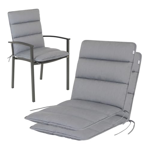 HAVE A SEAT Living Gartenstuhlauflagen 2er Set – Niedriglehner 100x48 cm – Ergonomisch & ca. 3 cm Dick – Wetterfest & Waschbar bis 95°C – Silbergrau | Serie Flair von HAVE A SEAT Living