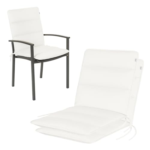 HAVE A SEAT Living Gartenstuhlauflagen 2er Set – Niedriglehner 100x48 cm – Ergonomisch & ca. 3 cm Dick – Wetterfest & Waschbar bis 95°C – Cremeweiß | Serie Flair von HAVE A SEAT Living