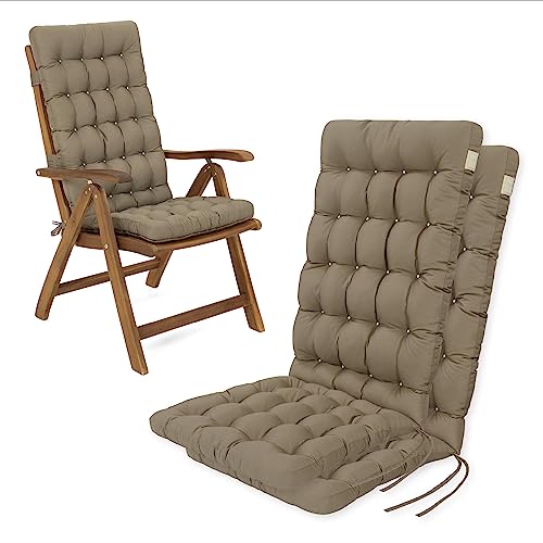 HAVE A SEAT Living - Hochlehner Auflage (2 St.) - Bequemes Sitzpolster, Liegestuhl/Gartenstuhl - Orthopädisch, Waschbar bis 95°C, Made in Germany (2er Set - 120x48 cm, Goldbraun) von HAVE A SEAT Living