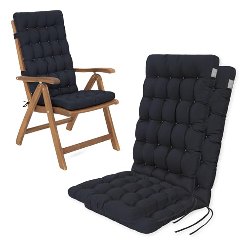 HAVE A SEAT Living - Hochlehner Auflagen 2er Set - Bequeme Sitzauflagen Hochlehner - Wetterfest, Waschbar bis 95°C, Orthopädisch - Made in Germany (2er Set - 120x48 cm, Marine Blau) von HAVE A SEAT Living