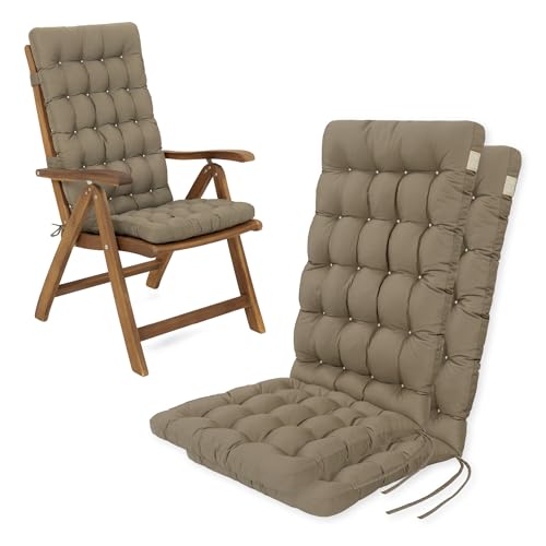 HAVE A SEAT Living - Hochlehner Auflagen 2er Set - Bequeme Sitzauflagen Hochlehner - Wetterfest, Waschbar bis 95°C, Orthopädisch - Made in Germany (2er Set - 120x48 cm, Goldbraun) von HAVE A SEAT Living