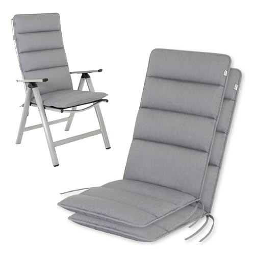 HAVE A SEAT Living - Hochlehner Auflagen | Flair (2er Set) - Gartenstuhlauflagen 120x48 cm - Bequem, Wetterfest, Waschbar bis 95° C - Made in Germany (2 Stück | 120x48 cm, Hellgrau) von HAVE A SEAT Living