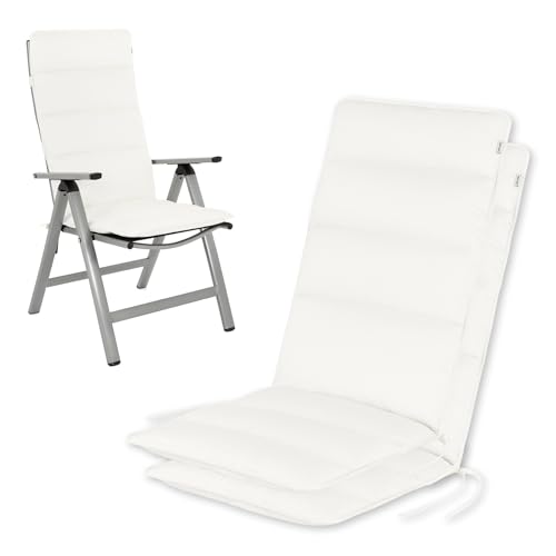 HAVE A SEAT Living - Hochlehner Auflagen | Flair (2er Set) - Gartenstuhlauflagen 120x48 cm - Bequem, Wetterfest, Waschbar bis 95° C - Made in Germany (2 Stück | 120x48 cm, Weiß) von HAVE A SEAT Living