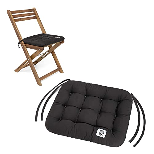 HAVE A SEAT Living - Sitzkissen 40x35 cm (2 St.) - Bequemes Sitzpolster für Klappstühle - Orthopädisches Stuhlkissen - Indoor/Outdoor, Waschbar bis 95°C (Grau/Anthrazit, 2er Set - 40x35 cm) von HAVE A SEAT Living