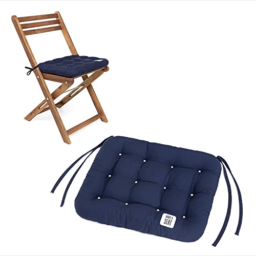 HAVE A SEAT Living - Sitzkissen 40x35 cm (2 St.) - Bequemes Sitzpolster für Klappstühle - Orthopädisches Stuhlkissen - Indoor/Outdoor, Waschbar bis 95°C (Marine Blau, 2er Set - 40x35 cm) von HAVE A SEAT Living