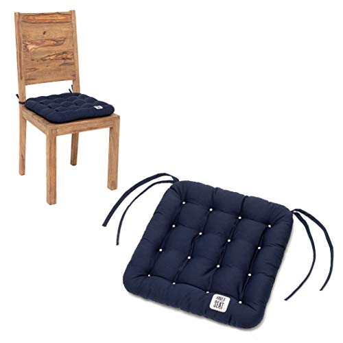 HAVE A SEAT Living - Stuhlkissen 40x40 2er Set - Bequemes Sitzkissen Orthopädisch, Waschbar bis 95°C, Indoor/Outdoor, Wetterfest - Made in Germany (2er Set - 40x40 cm, Marine-Blau) von HAVE A SEAT Living