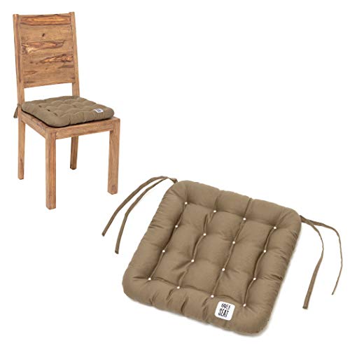 HAVE A SEAT Living - Sitzkissen 40x40 cm (4 St.) - Bequemes Stuhlkissen - Orthopädische Sitzauflage - Indoor/Outdoor, Waschbar bis 95°C (Goldbraun, 4er Set - 40x40 cm) von HAVE A SEAT Living