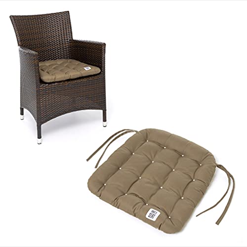 HAVE A SEAT Living - Stuhlkissen 48x46 cm (2 St.) - Rattanstuhl Sitzkissen Outdoor - Wetterfest, Waschbar bis 95°C, Orthopädisch - Made in Germany (2er Set - 48x46 cm, Goldbraun) von HAVE A SEAT Living